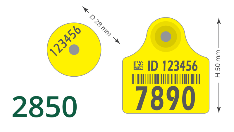 Ear tag 2850 for animal identification, 10 pairs